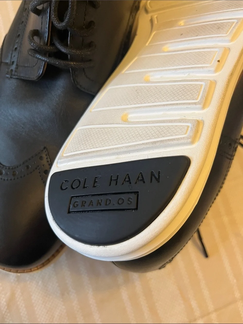 Cole Haan Black Leather Wingtip Derby Oxfords